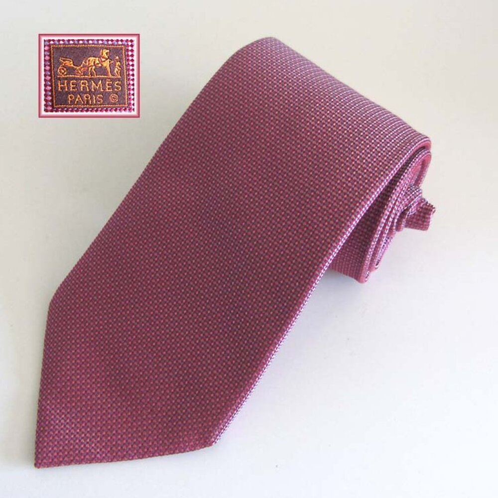 HERMES 758647T shimmering micro pattern neck tie France 100% silk